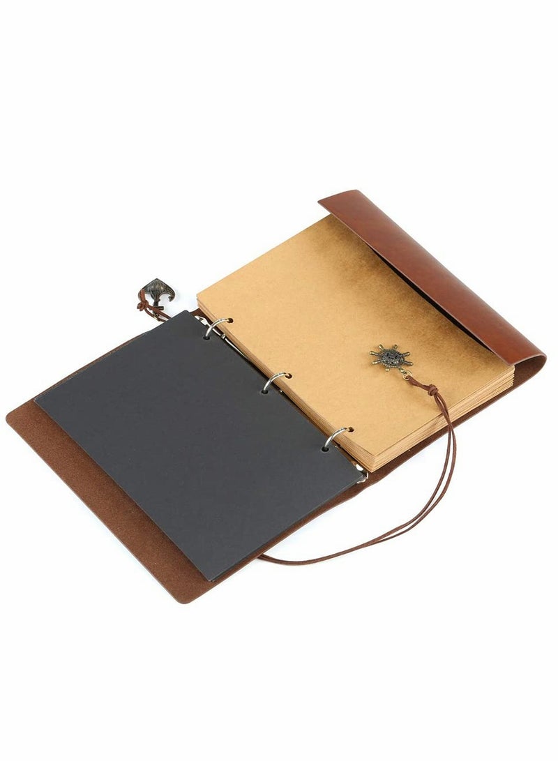 Leather Journal Notebook for DIY Scrapbook and Photo Album, Vintage Brown Unlined s with Retro Pendants, Perfect Gift for Birthdays and Anniversaries - Image 4